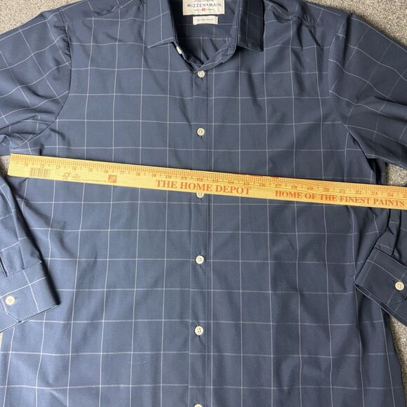 Mizzen + Main Leeward Button Up Shirt XXL Trim Fit White Blue Made USA - Picture 6 of 7